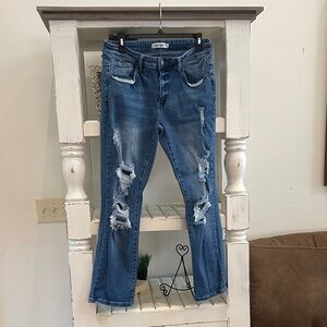 Stylish Ripped Blue Boyfriend Jeans